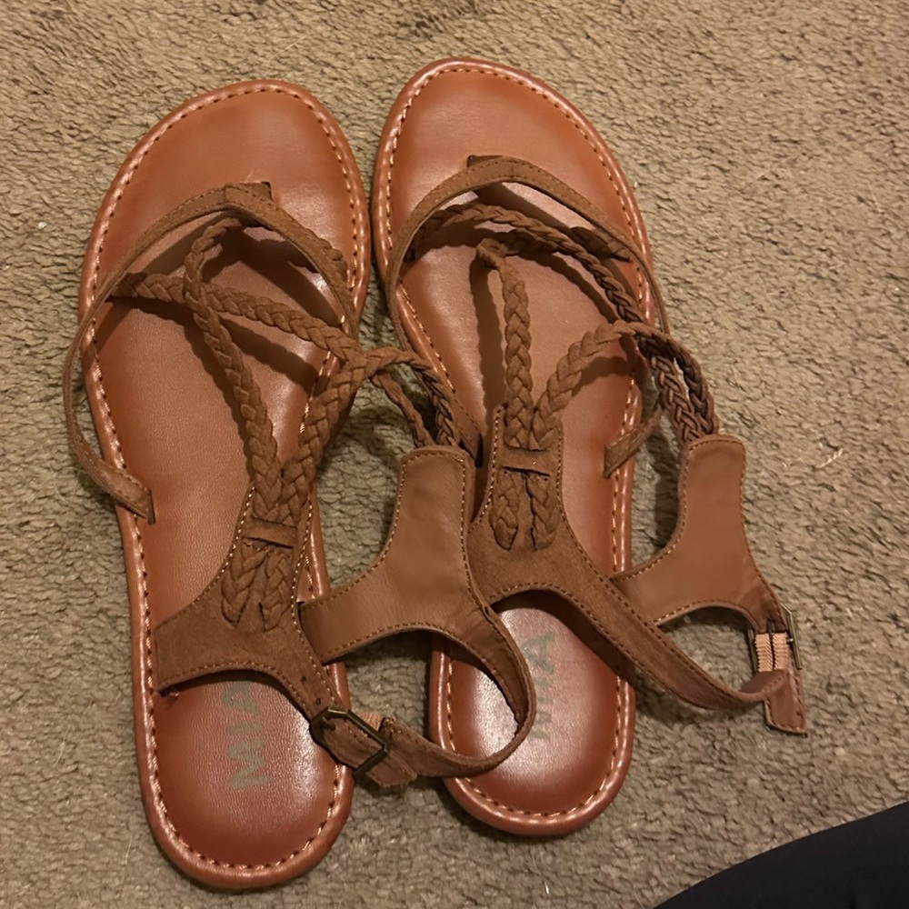 MIA Braided Brown Sandals